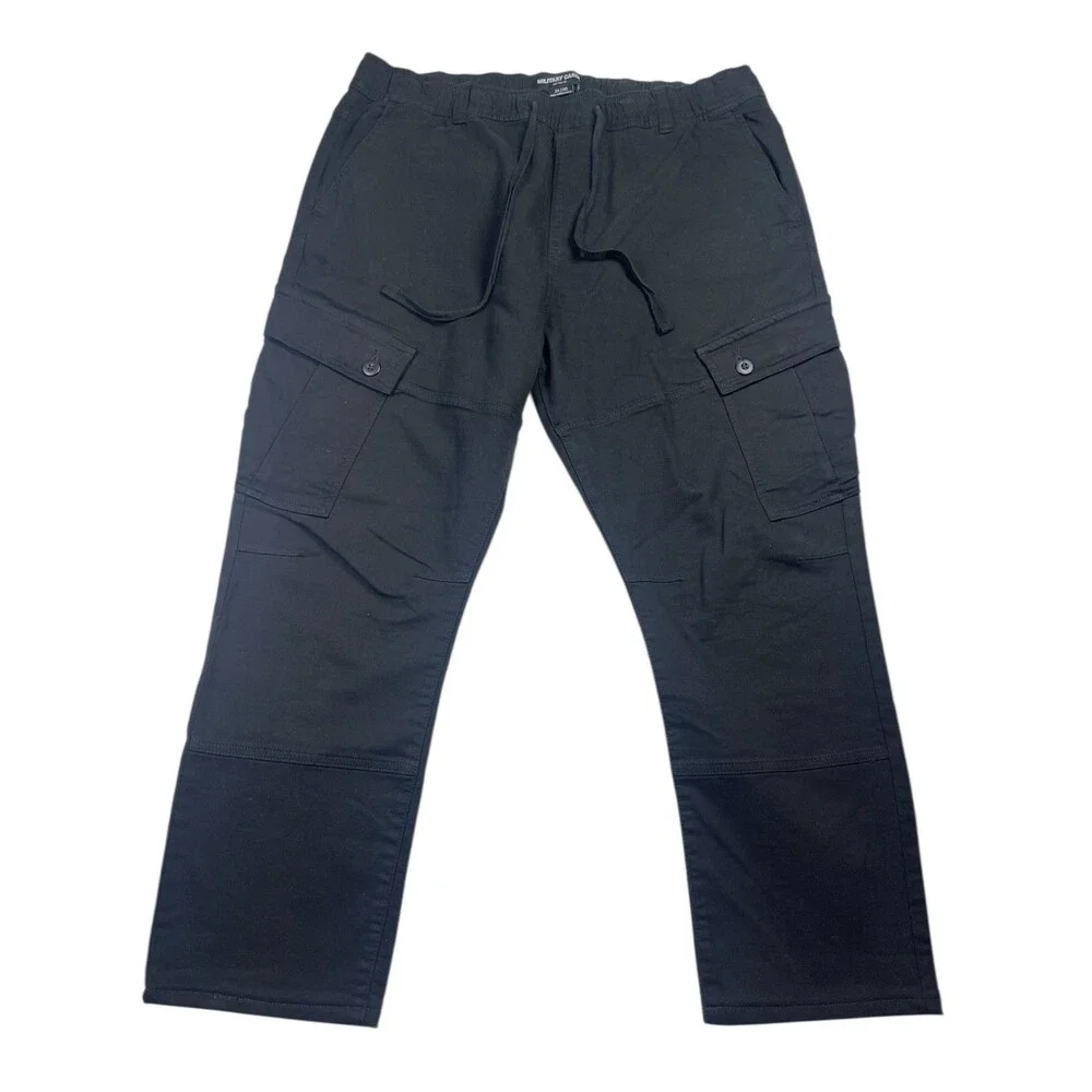 Military Cargo Pants Men's 2XL Black Big and Tall High Rise Drawstring‎